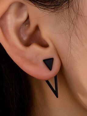 Matte Black Triangle Stud & Drop Earrings